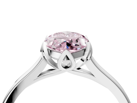 White gold Fancy Pink Marquise  Cut Solitaire Diamond Ring with Flower-Prong Setting and Classic Band_25