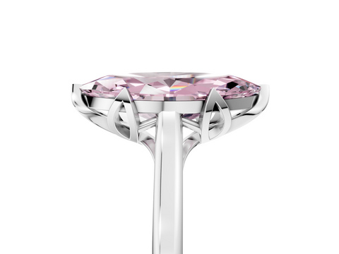 White gold Fancy Pink Marquise  Cut Solitaire Diamond Ring with Flower-Prong Setting and Classic Band_26