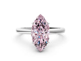 White gold Fancy Pink Marquise Cut Solitaire Diamond Ring with Prong Setting and Plain Band_12