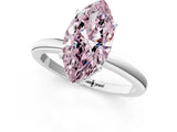 White gold Fancy Pink Marquise Cut Solitaire Diamond Ring with Prong Setting and Plain Band_13