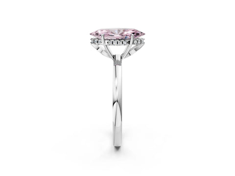 White gold Fancy Pink Marquise Cut Solitaire Diamond Ring with Prong Setting and Plain Band_14