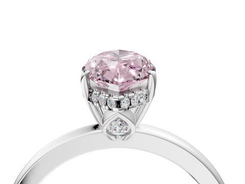 White gold Fancy Pink Marquise Cut Solitaire Diamond Ring with Prong Setting and Plain Band_16
