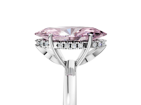 White gold Fancy Pink Marquise Cut Solitaire Diamond Ring with Prong Setting and Plain Band_17