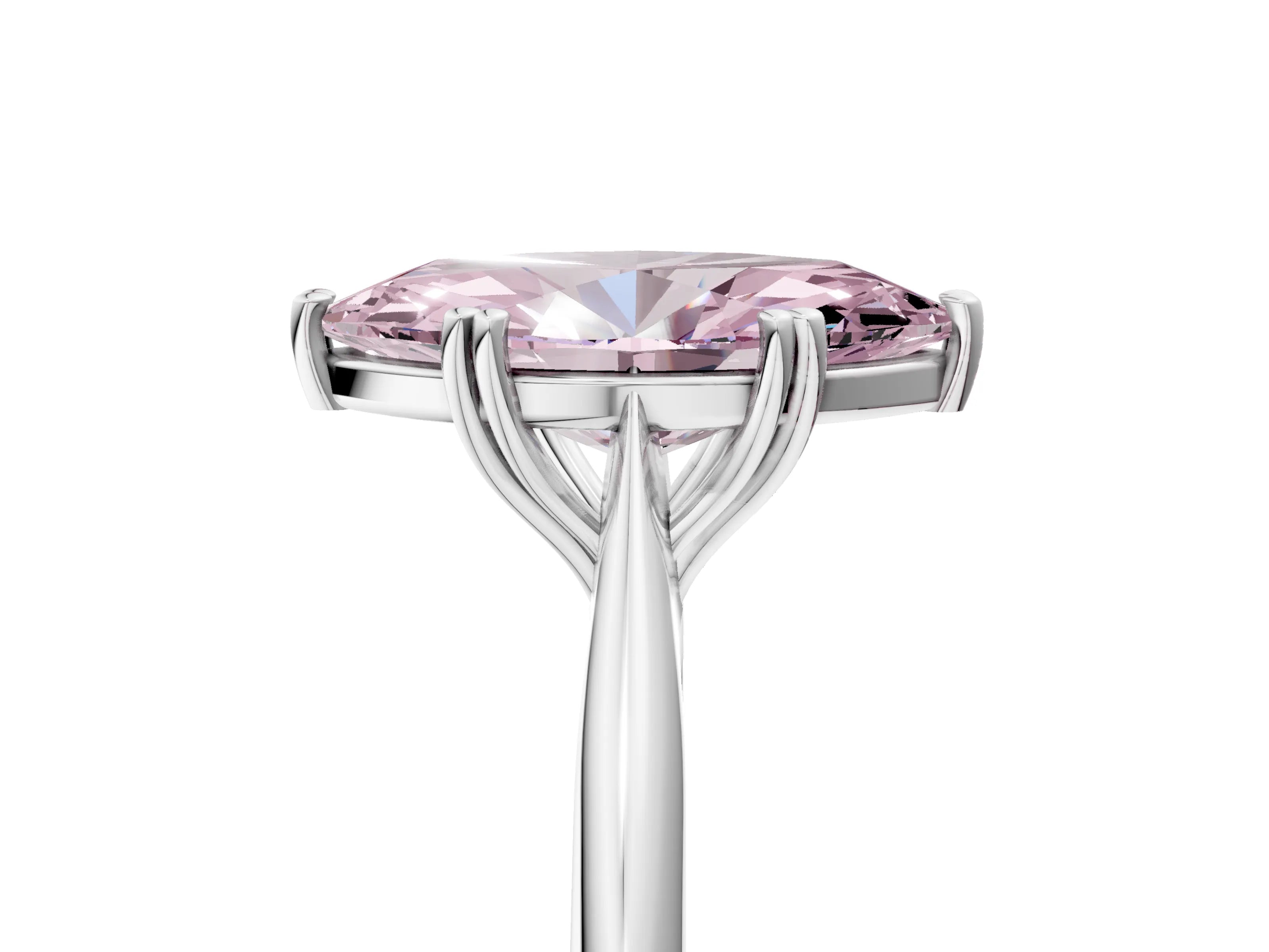 White gold Fancy Pink Marquise Cut Solitaire Diamond Ring with Six-Prong Setting and Classic Band_5