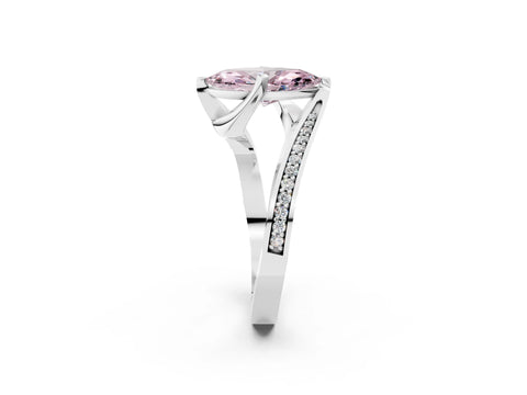 White gold Fancy Pink Marquise Cut Solitaire Diamond Twist Band with Pavé Setting and Four-Prong Setting_14
