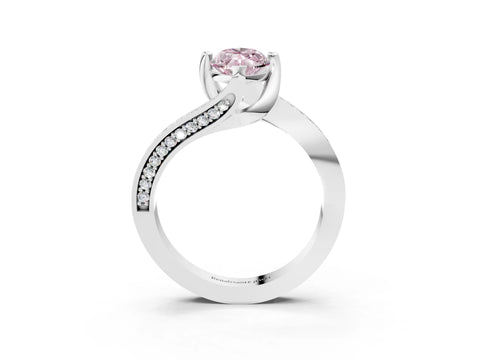 White gold Fancy Pink Marquise Cut Solitaire Diamond Twist Band with Pavé Setting and Four-Prong Setting_15