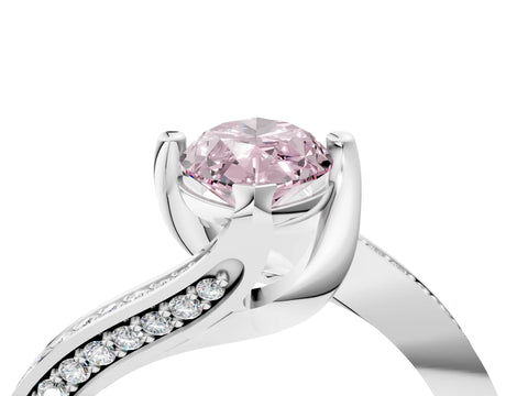 White gold Fancy Pink Marquise Cut Solitaire Diamond Twist Band with Pavé Setting and Four-Prong Setting_16