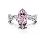 White gold Fancy Pink Marquise  Cut Solitaire Diamond Twisted Band with Pave Setting_41