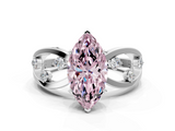 White gold Fancy Pink Marquise  Cut Solitaire Diamond with Side Stones on Criss-Cross Band and Four-Prong Setting_3