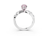 White gold Fancy Pink Marquise  Cut Solitaire Diamond with Side Stones on Criss-Cross Band and Four-Prong Setting_6