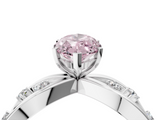 White gold Fancy Pink Marquise  Cut Solitaire Diamond with Side Stones on Criss-Cross Band and Four-Prong Setting_7