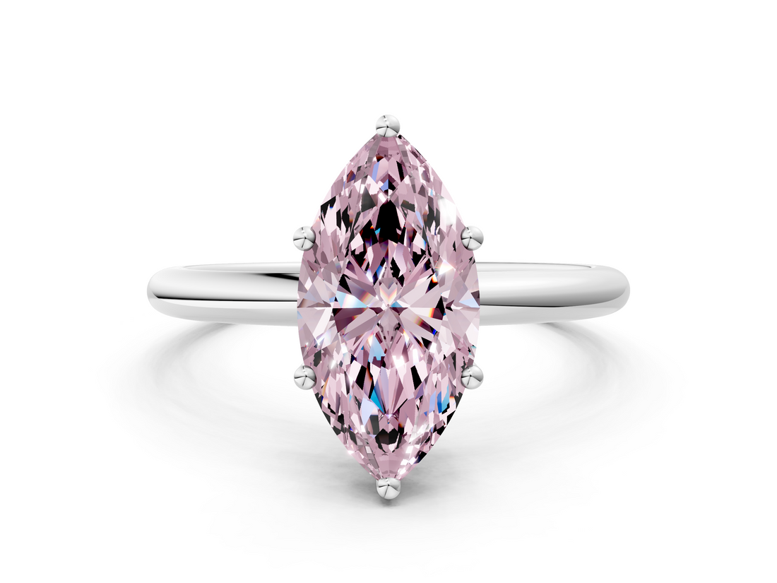 White gold Fancy Pink Marquise  Cut Solitaire Engagement Ring with Four-Prong Setting and Classic Band_20