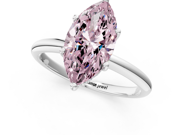 Platinum Fancy Pink Marquise  Cut Solitaire Engagement Ring with Four-Prong Setting and Classic Band