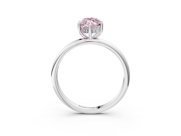 Platinum Fancy Pink Marquise  Cut Solitaire Engagement Ring with Four-Prong Setting and Classic Band