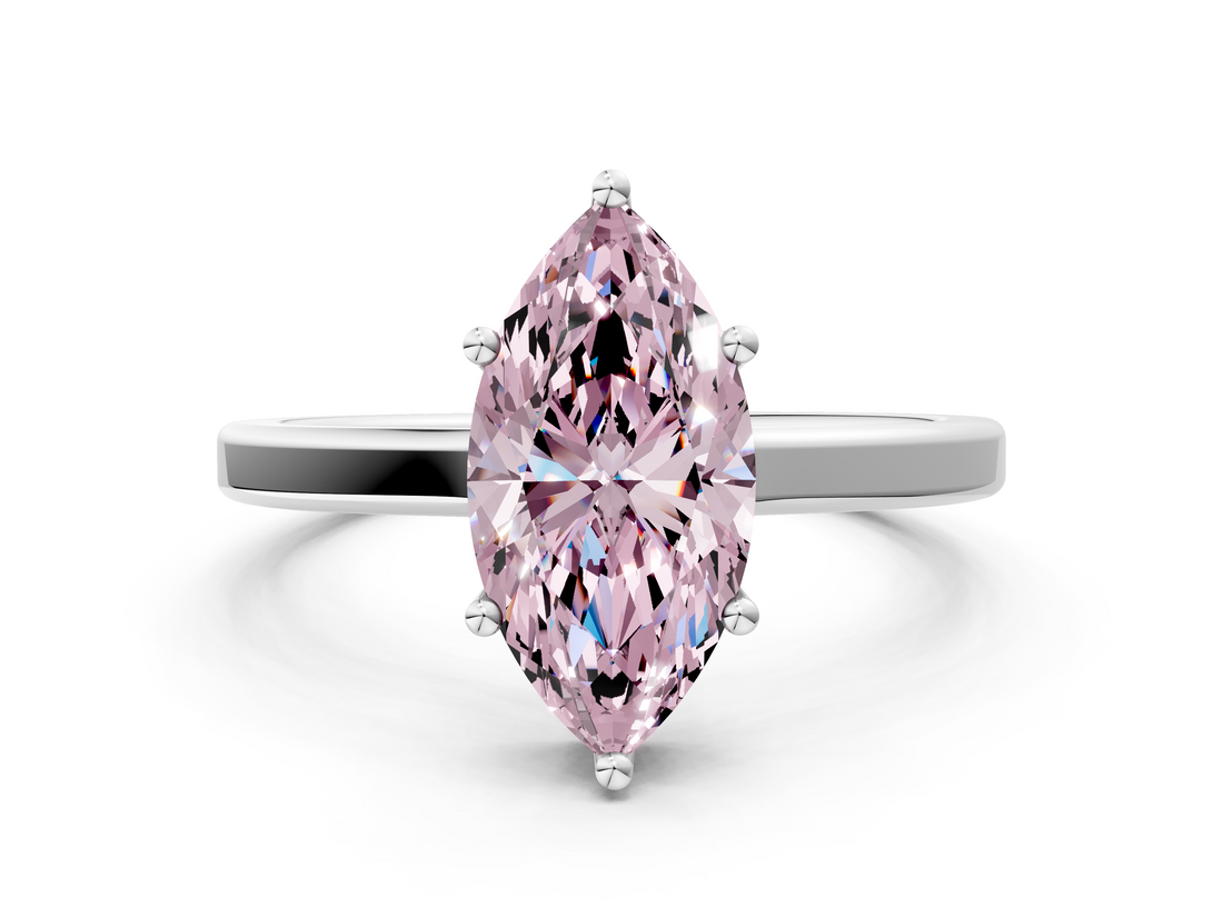 White gold Fancy Pink Marquise  Cut Solitaire Engagement Ring with Four-Prong Setting on a Classic Band_20
