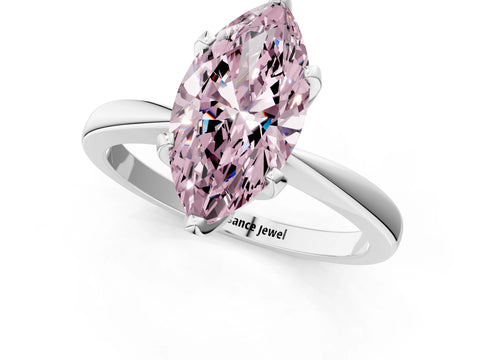 White gold Fancy Pink Marquise Cut Solitaire Engagement Ring with Six-Prong Setting and Tapered Band_1
