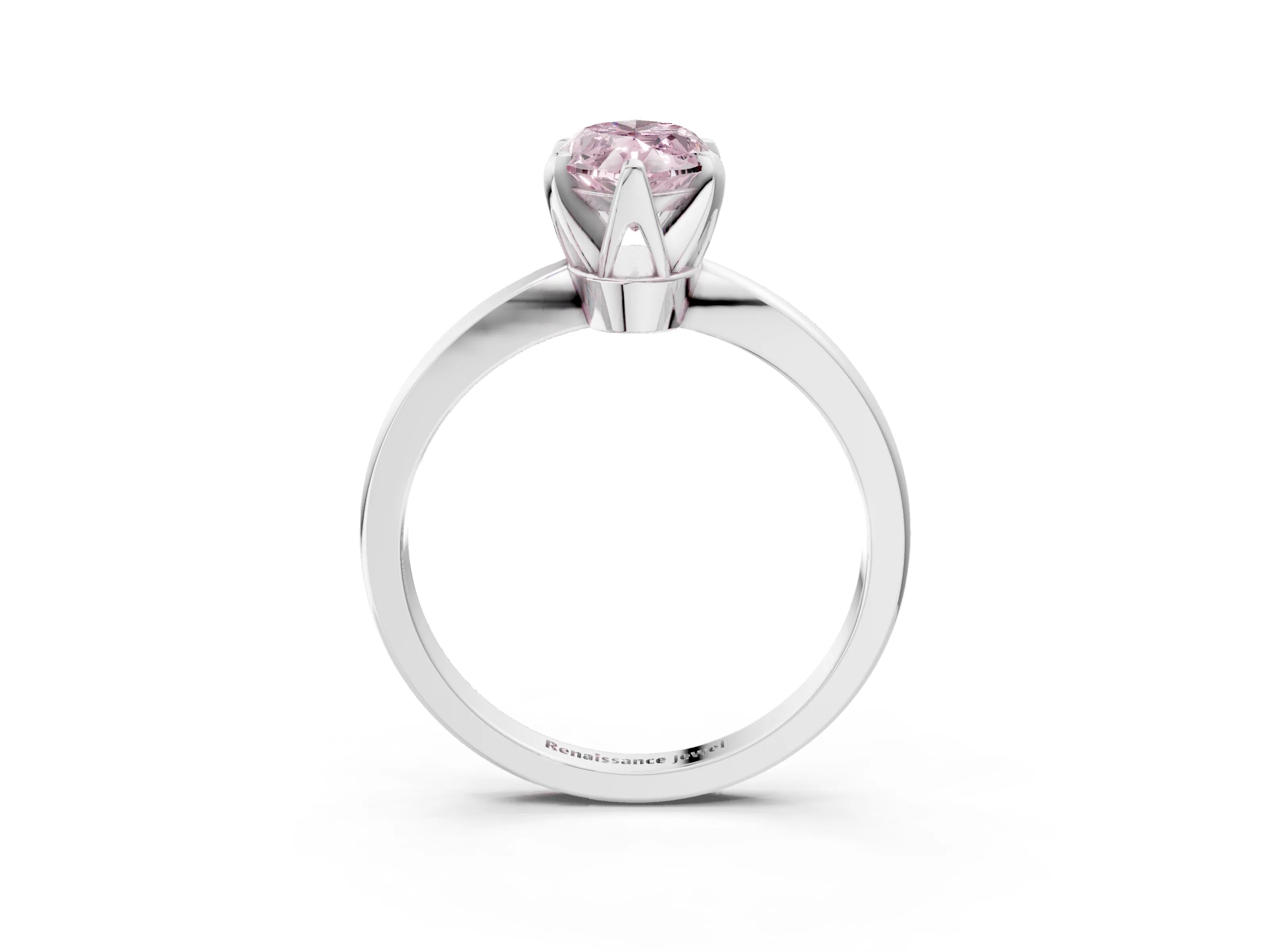 White gold Fancy Pink Marquise Cut Solitaire Engagement Ring with Six-Prong Setting and Tapered Band_3
