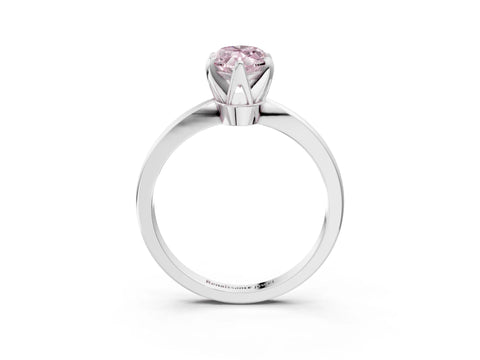 White gold Fancy Pink Marquise Cut Solitaire Engagement Ring with Six-Prong Setting and Tapered Band_3