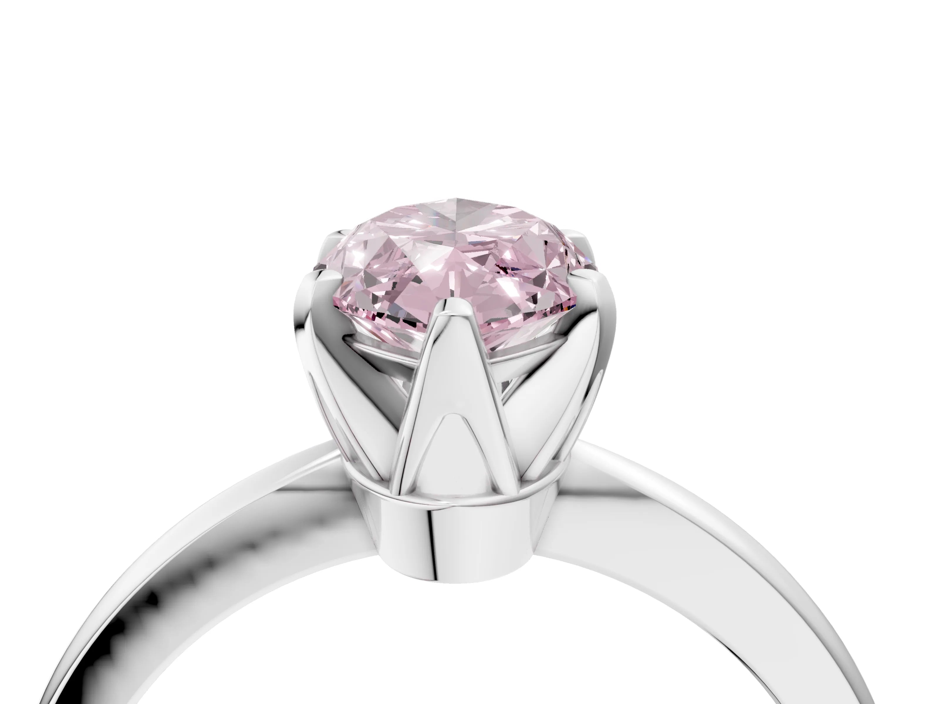 White gold Fancy Pink Marquise Cut Solitaire Engagement Ring with Six-Prong Setting and Tapered Band_4