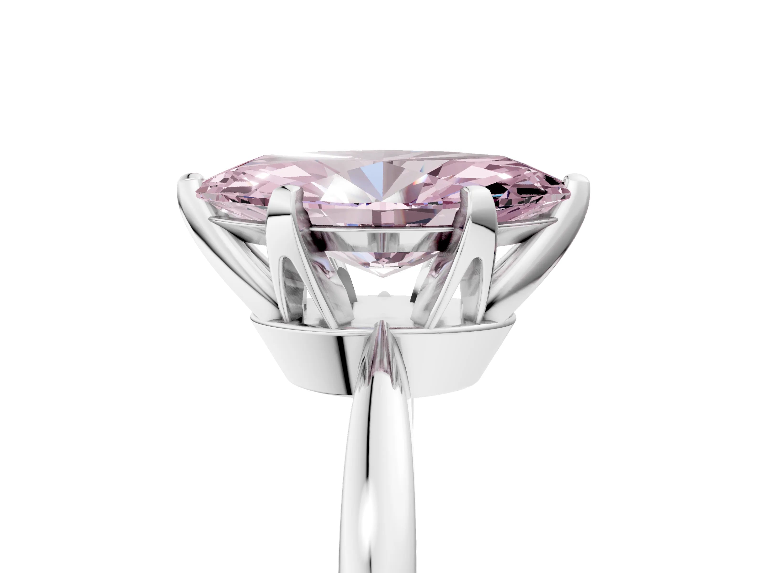 White gold Fancy Pink Marquise Cut Solitaire Engagement Ring with Six-Prong Setting and Tapered Band_5