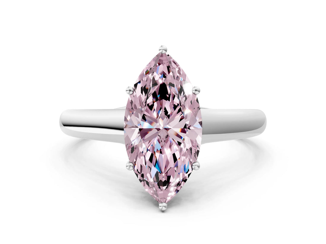 White gold Fancy Pink Marquise Cut Solitaire Engagement Ring with Tapered Band and Four-Prong Setting_15