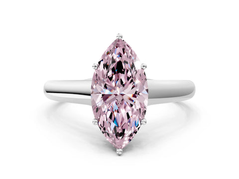 White gold Fancy Pink Marquise Cut Solitaire Engagement Ring with Tapered Band and Four-Prong Setting_15
