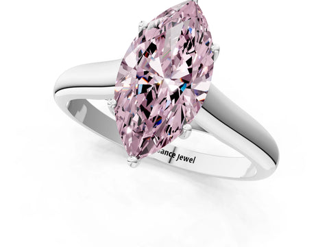 White gold Fancy Pink Marquise Cut Solitaire Engagement Ring with Tapered Band and Four-Prong Setting_16