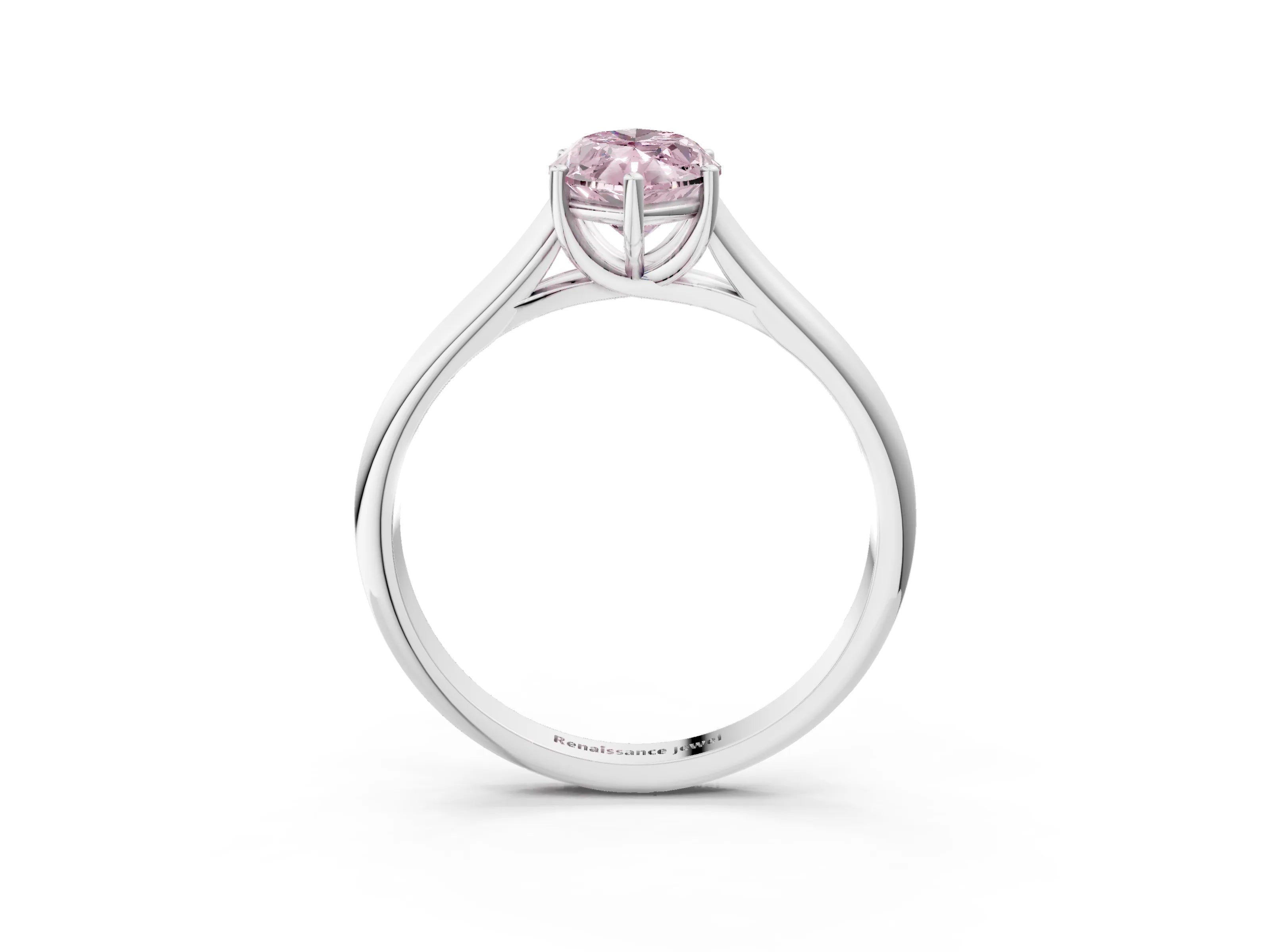 White gold Fancy Pink Marquise Cut Solitaire Engagement Ring with Tapered Band and Four-Prong Setting_6