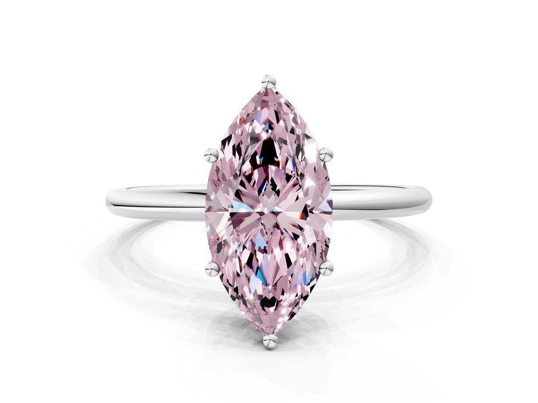 White gold Fancy Pink Marquise  Cut Solitaire Engagement Ring with Thin Band and Four-Prong Setting_3