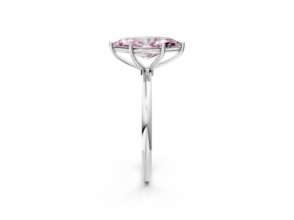 White gold Fancy Pink Marquise  Cut Solitaire Engagement Ring with Thin Band and Four-Prong Setting