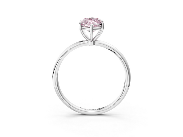 White gold Fancy Pink Marquise  Cut Solitaire Engagement Ring with Thin Band and Four-Prong Setting