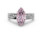 White gold Fancy Pink Marquise  Cut Solitaire Engraved Band with Four-Prong Setting_62
