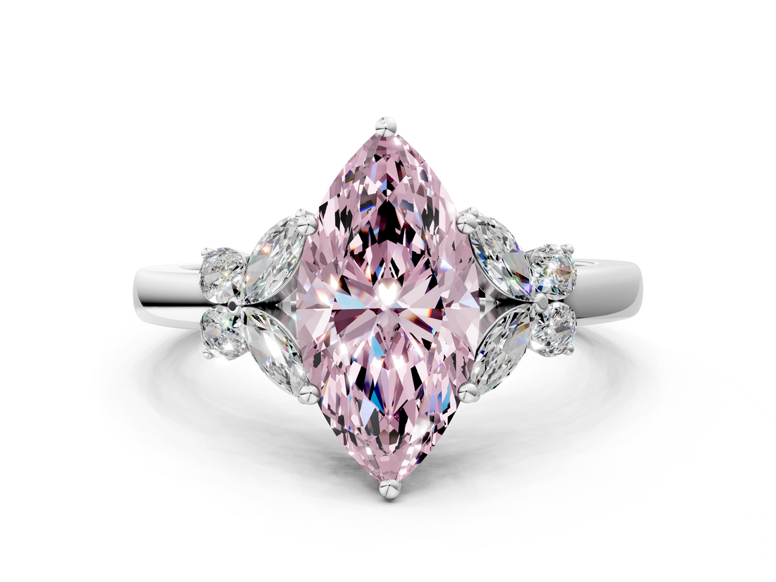 White gold Fancy Pink Marquise  Cut Solitaire Floral Diamond Ring with Four-Prong Setting_54