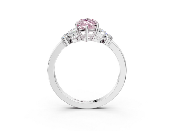 White gold Fancy Pink Marquise  Cut Solitaire Floral Diamond Ring with Four-Prong Setting