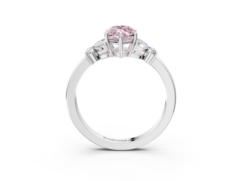 14K White Gold 3.00 Carat Pink VVS2 Marquise Cut Solitaire Floral Diamond Ring with Four-Prong Setting