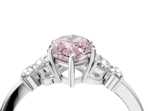 14K White Gold 3.00 Carat Pink VVS2 Marquise Cut Solitaire Floral Diamond Ring with Four-Prong Setting