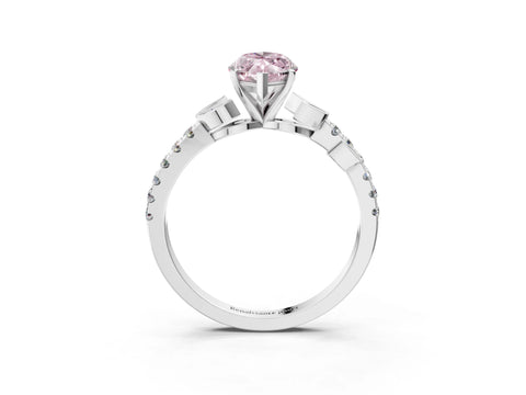 White gold Fancy Pink Marquise Cut Solitaire Leaf-Inspired Diamond Ring with Pavé Band and Four-Prong Setting_27