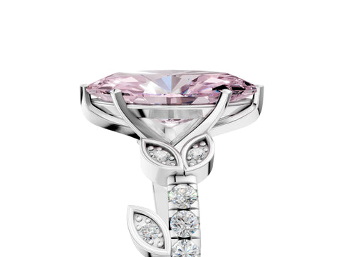 White gold Fancy Pink Marquise Cut Solitaire Leaf-Inspired Diamond Ring with Pavé Band and Four-Prong Setting_41