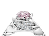 White gold Fancy Pink Marquise Cut Solitaire Leaf-Inspired Engagement Ring with Prong Setting_4