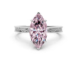 White gold Fancy Pink Marquise Cut Solitaire Milgrain Engraved Band with Four-Prong Setting_12
