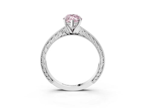 White gold Fancy Pink Marquise Cut Solitaire Milgrain Engraved Band with Four-Prong Setting_15