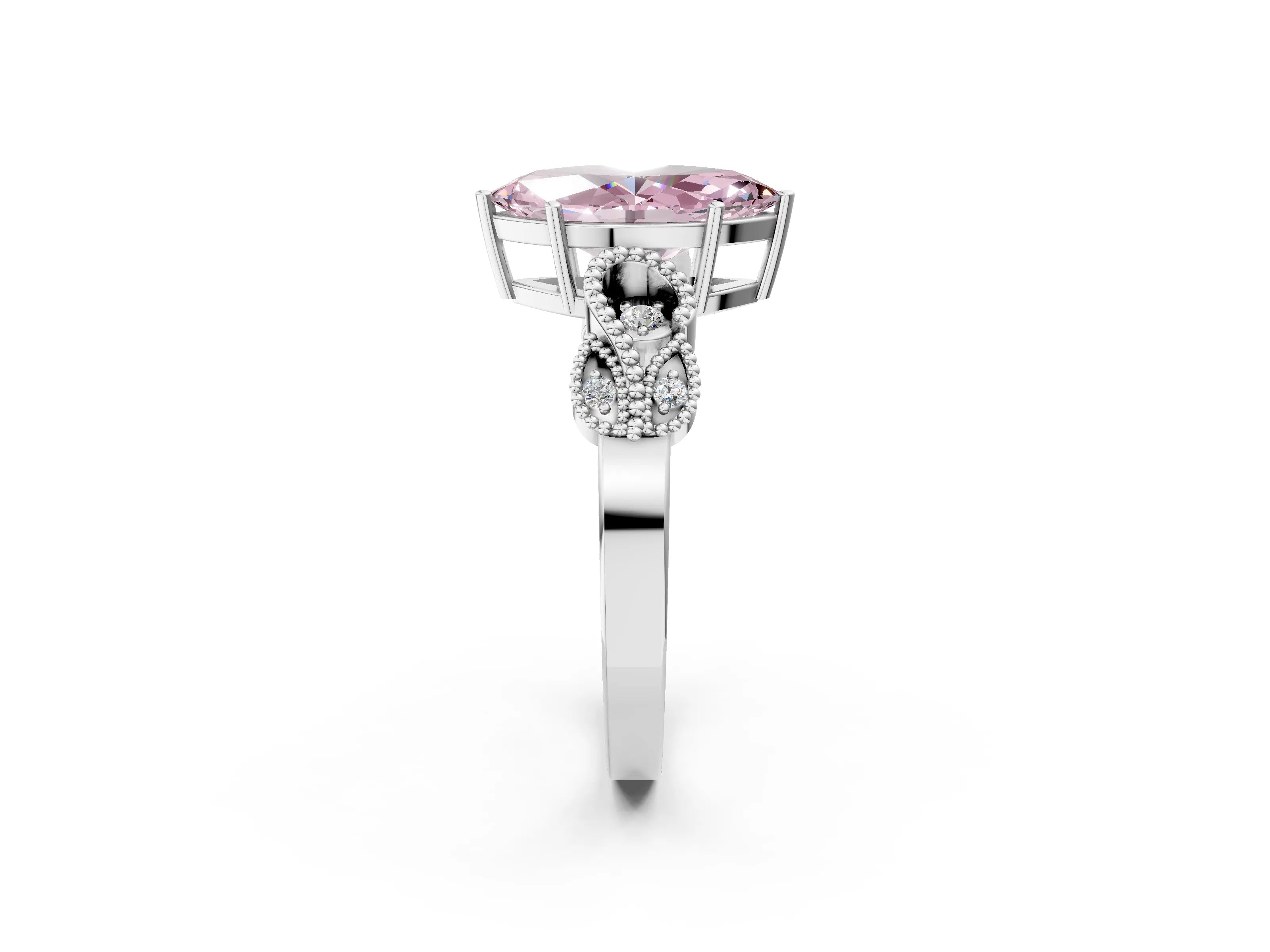 White gold Fancy Pink Marquise Cut Solitaire Milgrain Leaf Band with Prong Setting_14