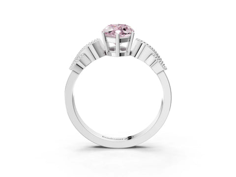 White gold Fancy Pink Marquise Cut Solitaire Milgrain Leaf Band with Prong Setting_15