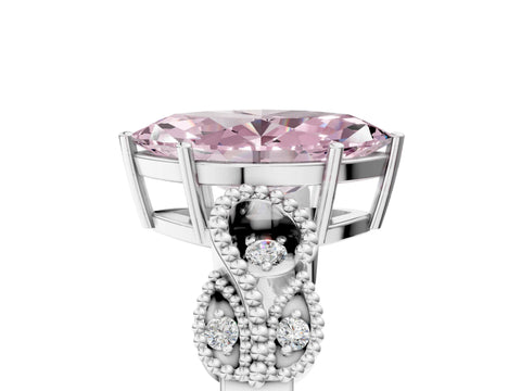 White gold Fancy Pink Marquise Cut Solitaire Milgrain Leaf Band with Prong Setting_17