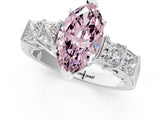 White gold Fancy Pink Marquise Cut Solitaire Princess Side Stone Engraved Band Prong Setting Ring_13
