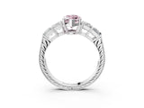 White gold Fancy Pink Marquise Cut Solitaire Princess Side Stone Engraved Band Prong Setting Ring_15