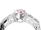 White gold Fancy Pink Marquise Cut Solitaire Princess Side Stone Engraved Band Prong Setting Ring_16