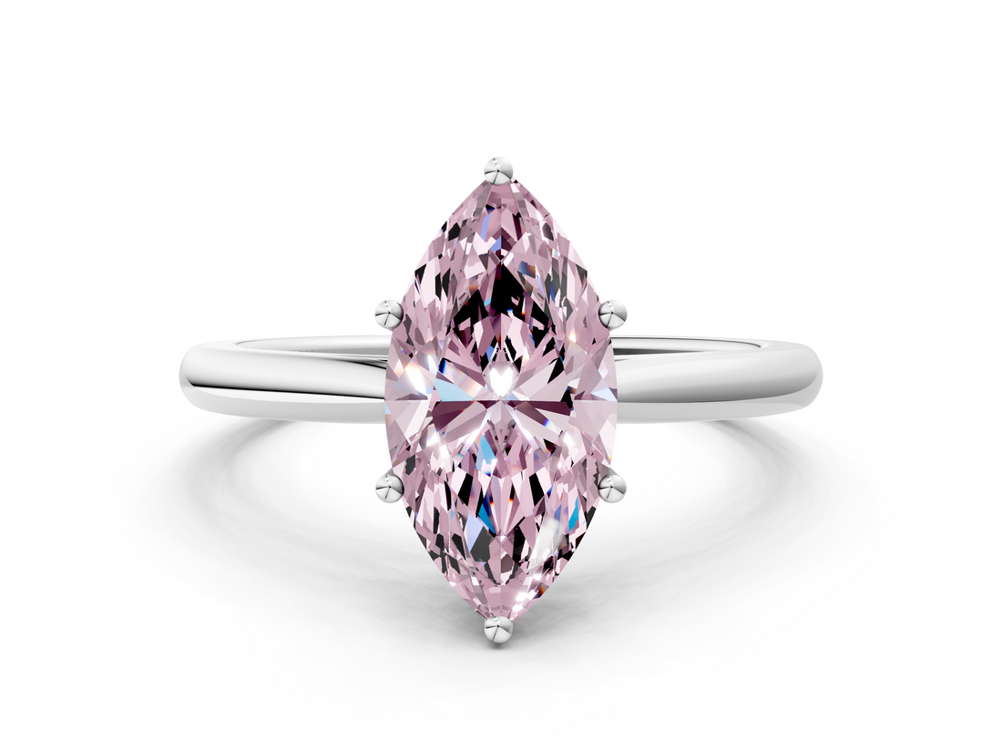 White gold Fancy Pink Marquise  Cut Solitaire Ring with Cathedral Band and Four-Prong Setting_78