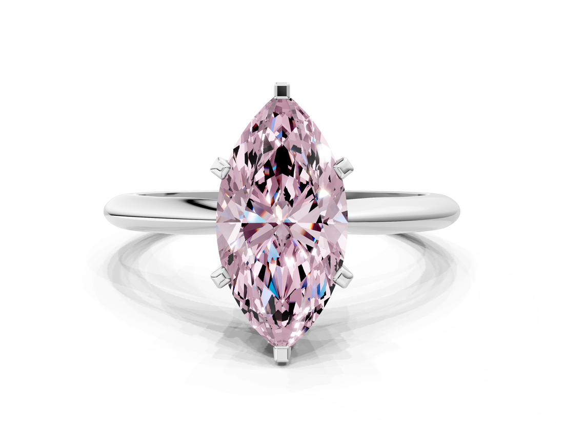 White gold Fancy Pink Marquise  Cut Solitaire Ring with Four-Prong Setting on a Classic Band_75