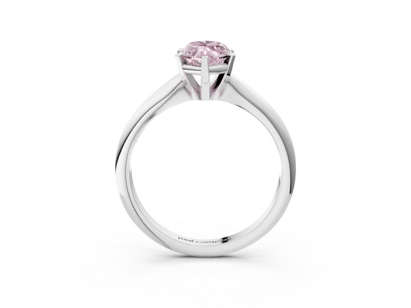 Platinum Fancy Pink Marquise  Cut Solitaire Ring with Four-Prong Setting on a Classic Band